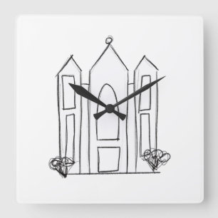 LDS Salt Lake City Temple simple modern mormon Square Wall Clock