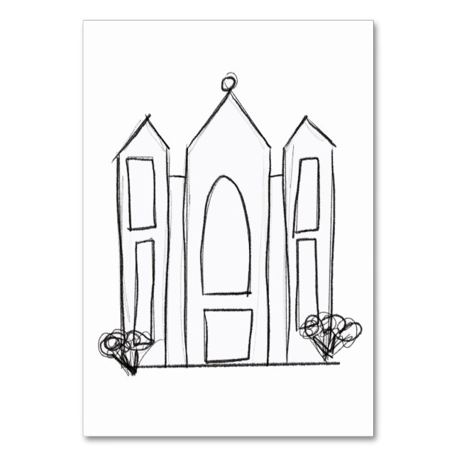 LDS Salt Lake City Temple simple modern mormon  Table Number (Front)
