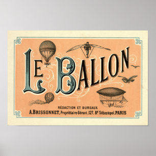 Le Ballon 1883 aeronautical journal ad Poster