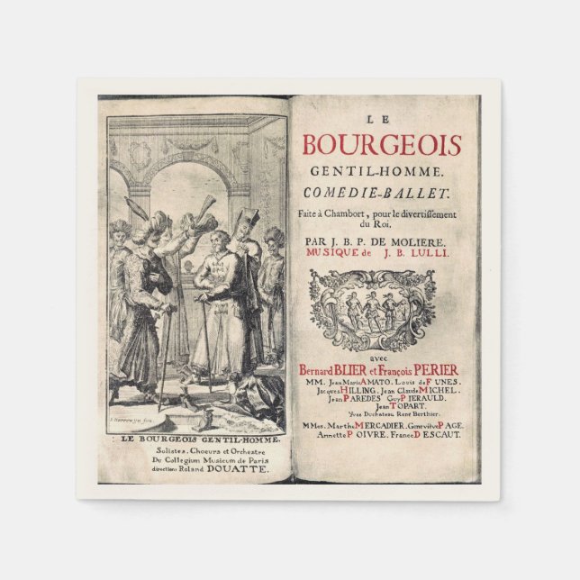 Le Bourgeois Gentilhomme Cocktail Napkin (Front)