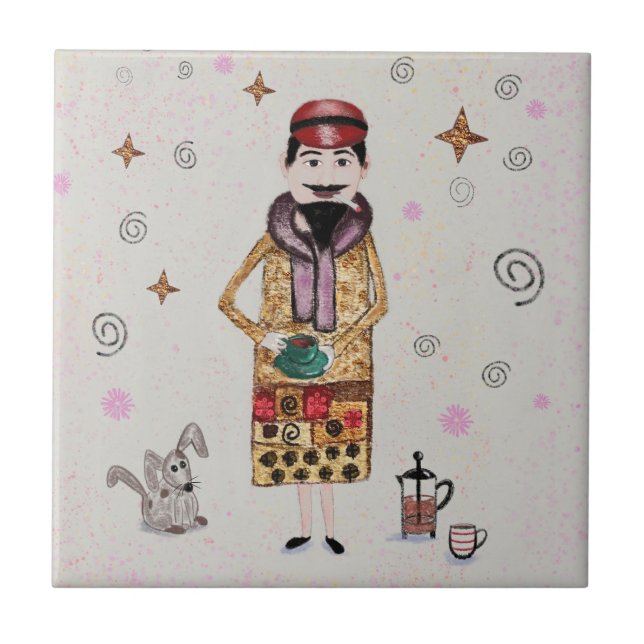 Le Cafe Ceramic Tile (Front)