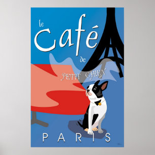 Le Cafe de Petit Chien, Paris (bleu) Poster