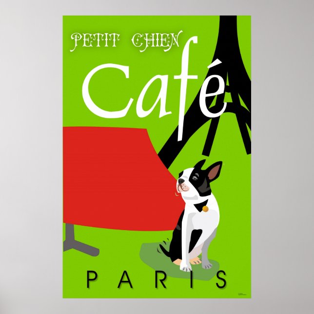 Le Cafe de Petit Chien, Paris (vert) Poster (Front)