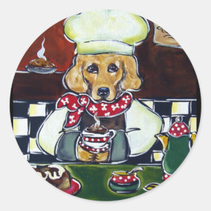 Le Cafe Golden Retriever Classic Round Sticker