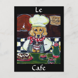 Le Cafe Golden Retriever Postcard