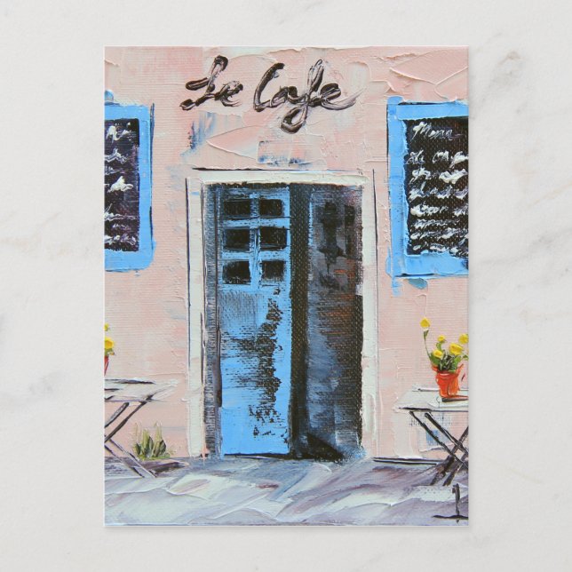 Le Cafe, Palette Knife Painting in Oil Postcard (Front)