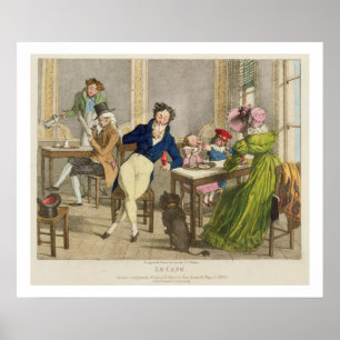 Le Cafe, pub. by Rodwell and Martin, 1820 (colour Poster