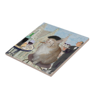 Le Cat du Cafe Ceramic Tile