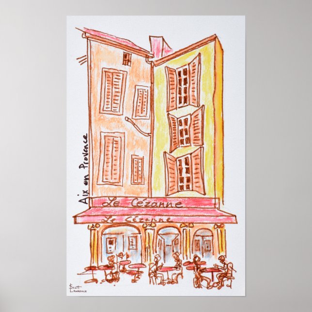 Le Cezanne cafe, Aix and Provence, France Poster (Front)