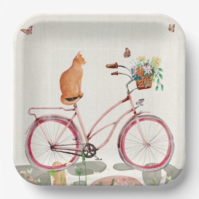 Le Chat à Vélo Paper Plates (Front)