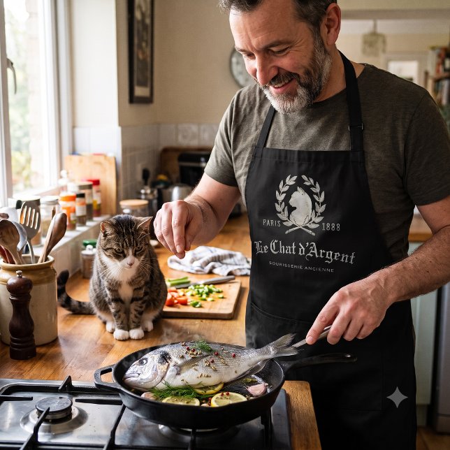Le Chat d'Argent Édition Noire Chef Apron | (Preparing is caring.)