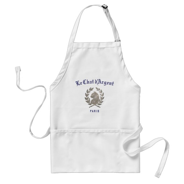 Le Chat d'Argent White Kitchen Apron | French Mous (Front)