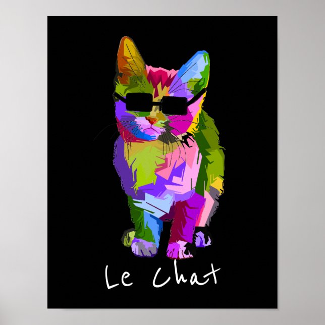 Le Chat French Modern art cool pop art kitty cat Poster (Front)