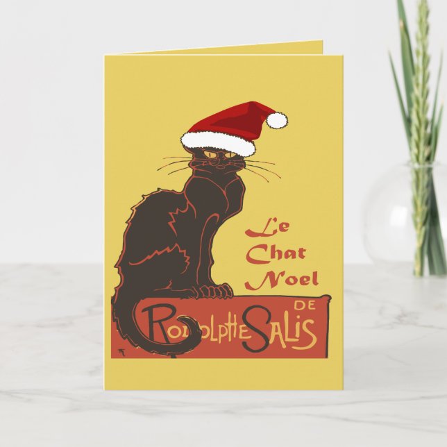 Le Chat Noel Christmas Spoof Vector Art Holiday Card (Front)