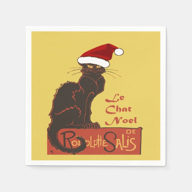 Le Chat Noel Christmas Spoof Vector Art Napkin (Front)