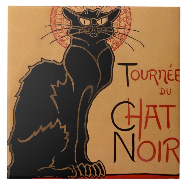 “Le Chat Noir” by Theophile Steinlen Ceramic Tile (Front)