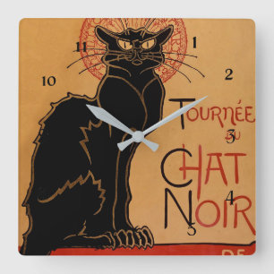 “Le Chat Noir” by Theophile Steinlen Square Wall Clock
