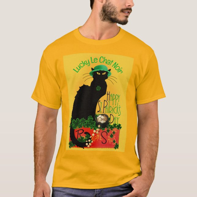Le Chat Noir Clover St. Patrick's Day T-Shirt (Front)