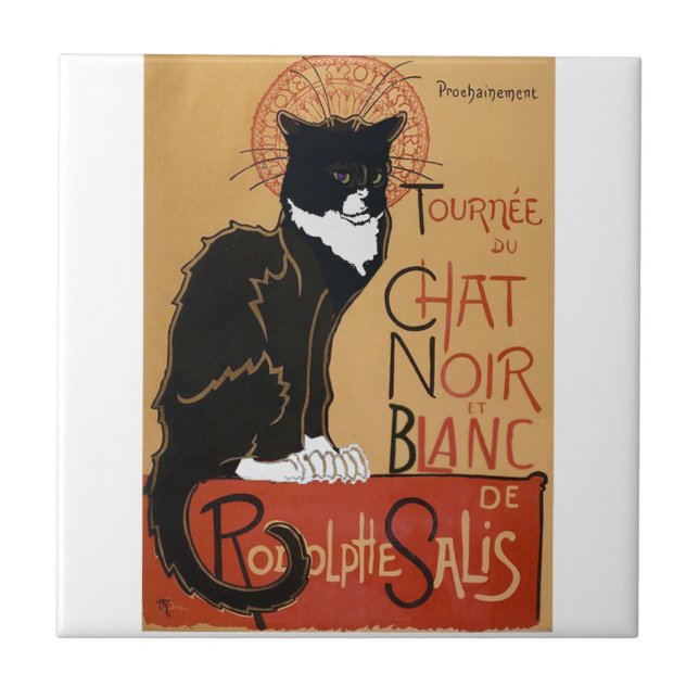 Le Chat Noir et Blanc Ceramic Tile (Front)