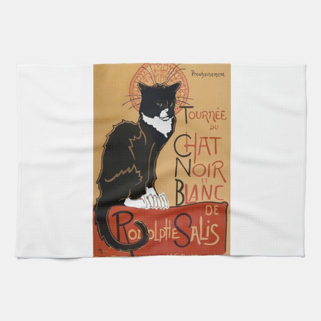 Le Chat Noir et Blanc Tea Towel (Horizontal)