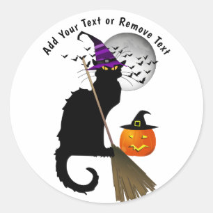 Le Chat Noir Halloween Witch Classic Round Sticker