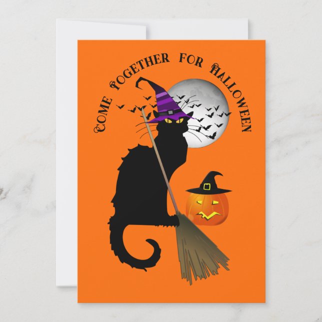 Le Chat Noir Halloween Witch Invitation (Front)
