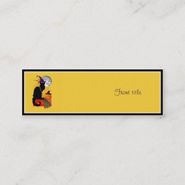 Le Chat Noir Halloween Witch Mini Business Card (Front)