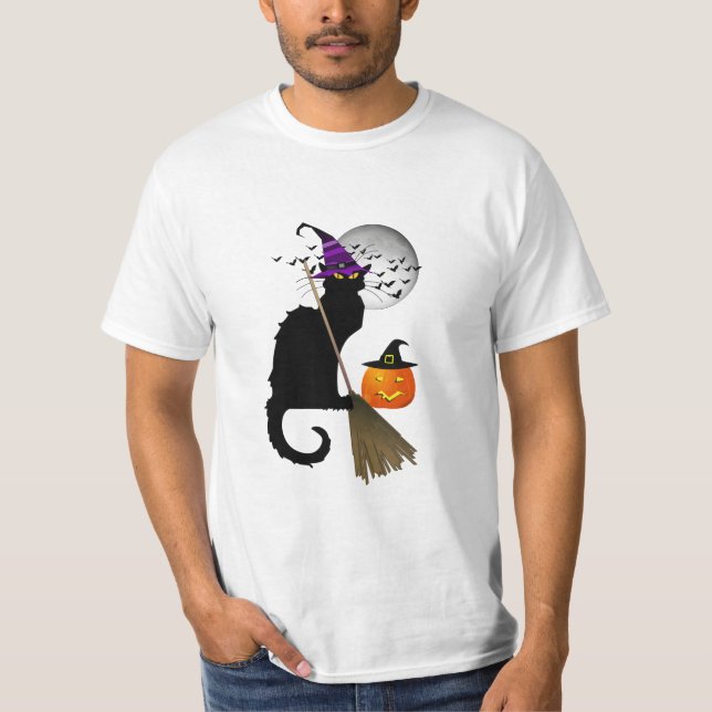 Le Chat Noir Halloween Witch T-Shirt (Front)