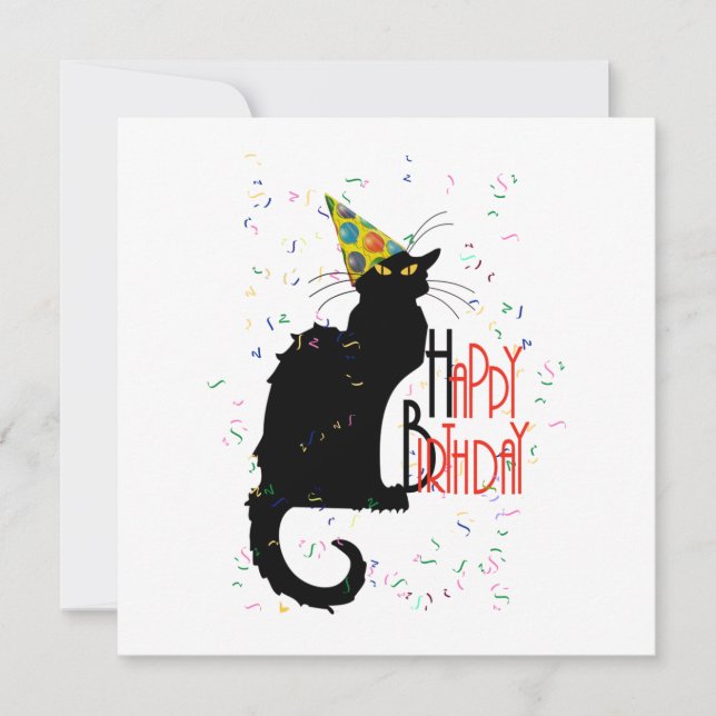Le Chat Noir Happy Birthday Invitation (Front)