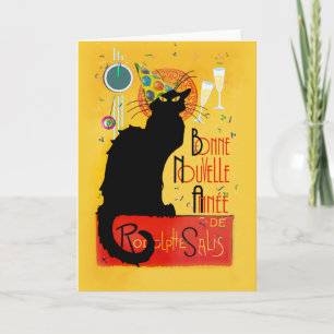 Le Chat Noir Happy New Year Party Holiday Card