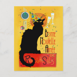 Le Chat Noir Happy New Year Party Postcard