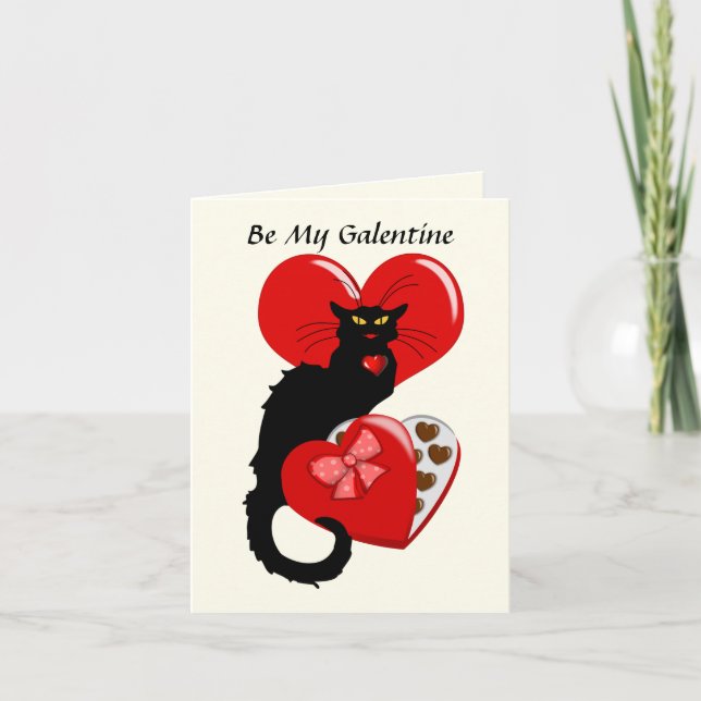 Le Chat Noir Heart Candy Valentine's Day  Card (Front)