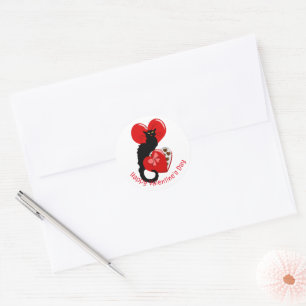 Le Chat Noir Heart Candy Valentine's Day  Classic Round Sticker