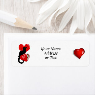 Le Chat Noir Heart Candy Valentine's Day  Return Address Label