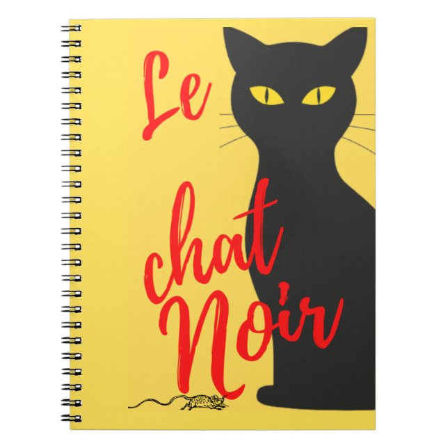 Le Chat Noir Modern Red and Yellow Notebook (Front)