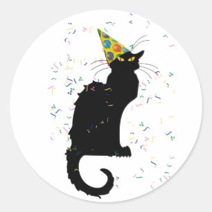 Le Chat Noir Party Hat Confetti Celebration Classic Round Sticker
