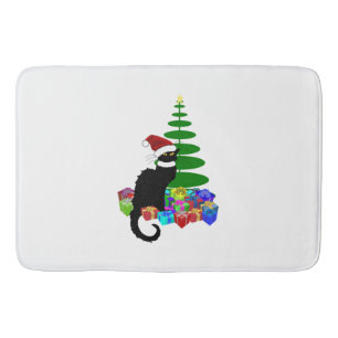 Le Chat Noir Santa Hat Christmas Bath Mat