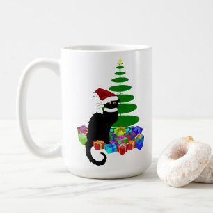 Le Chat Noir Santa Hat Christmas Coffee Mug