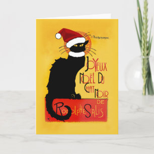 Le Chat Noir Santa Hat Christmas Holiday Card