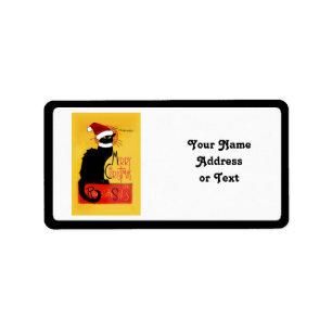Le Chat Noir Santa Hat Christmas Label