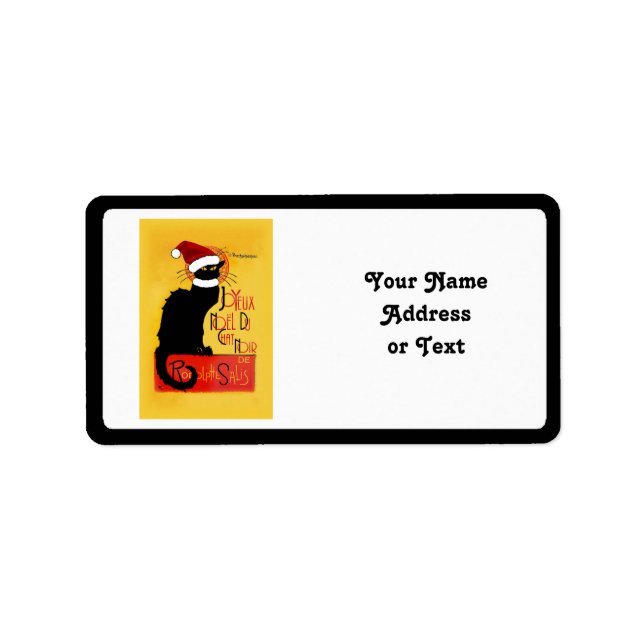 Le Chat Noir Santa Hat Christmas Label (Front)
