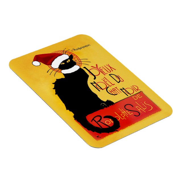 Le Chat Noir Santa Hat Christmas Magnet (Right Side)