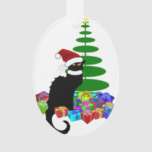 Le Chat Noir Santa Hat Christmas Ornament