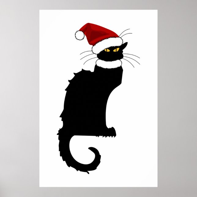 Le Chat Noir Santa Hat Christmas Poster (Front)