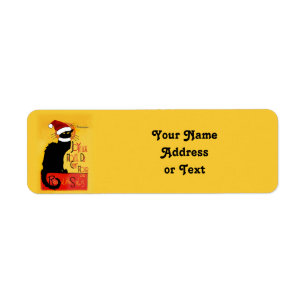 Le Chat Noir Santa Hat Christmas Return Address Label