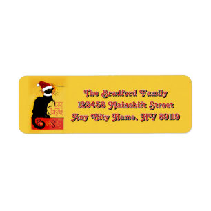 Le Chat Noir Santa Hat Christmas Return Address Label