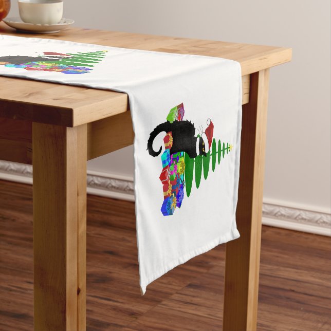 Le Chat Noir Santa Hat Christmas Short Table Runner (In Situ)
