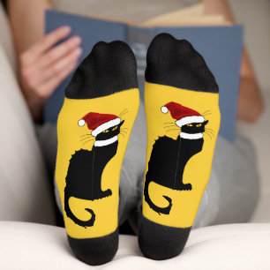 Le Chat Noir Santa Hat Christmas Socks