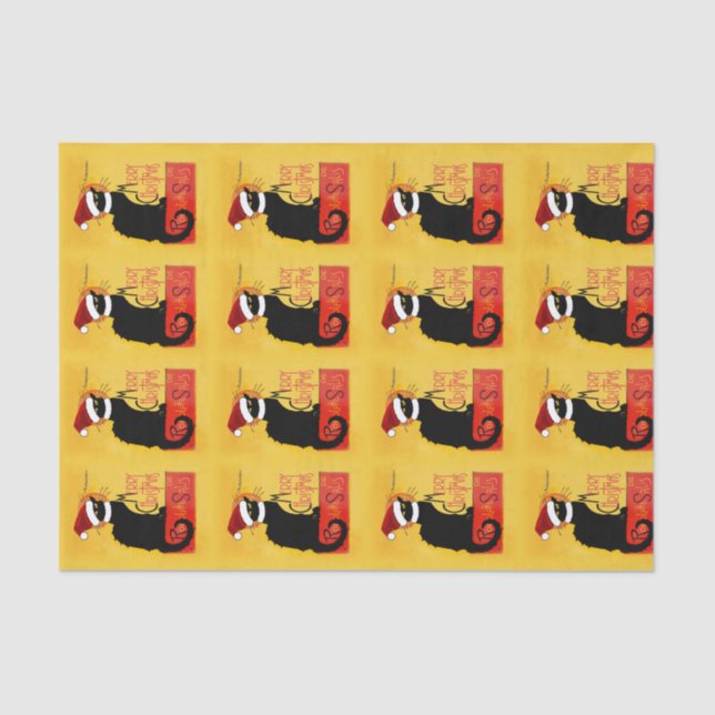 Le Chat Noir Santa Hat Christmas Tissue Paper (Front)