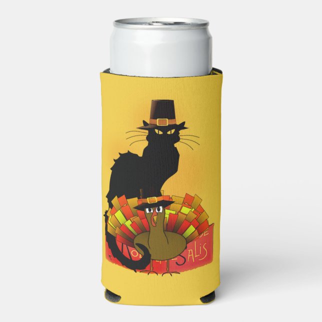 Le Chat Noir Thanksgiving and Pilgrim Turkey Seltzer Can Cooler (Seltzer Front)